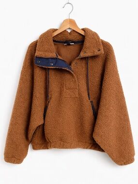 Universal Thread Women's Camel Brown Sherpa Pullover Hoodie XL NWOT